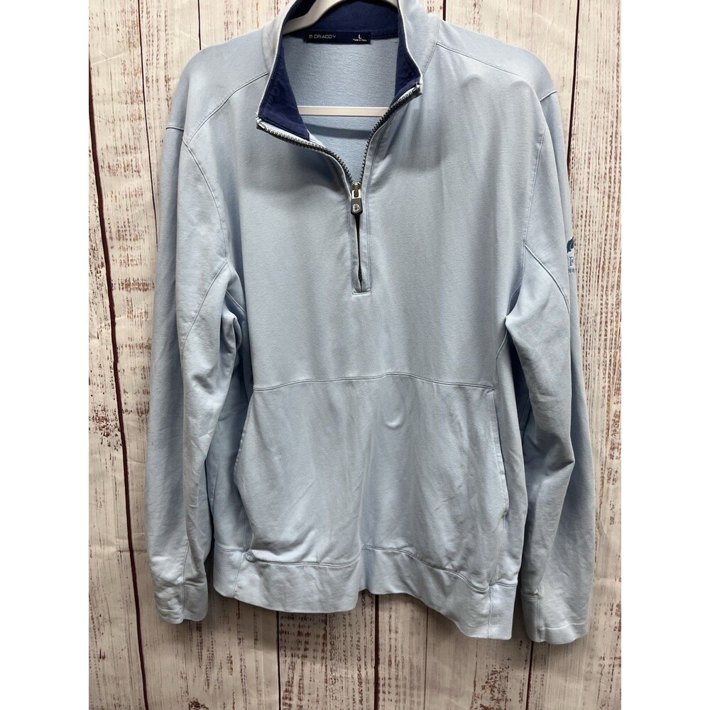 B Draddy Pullover Sweater Mens Large Blue Golf 1/4 Zip  Mock Long Sleeve Casual